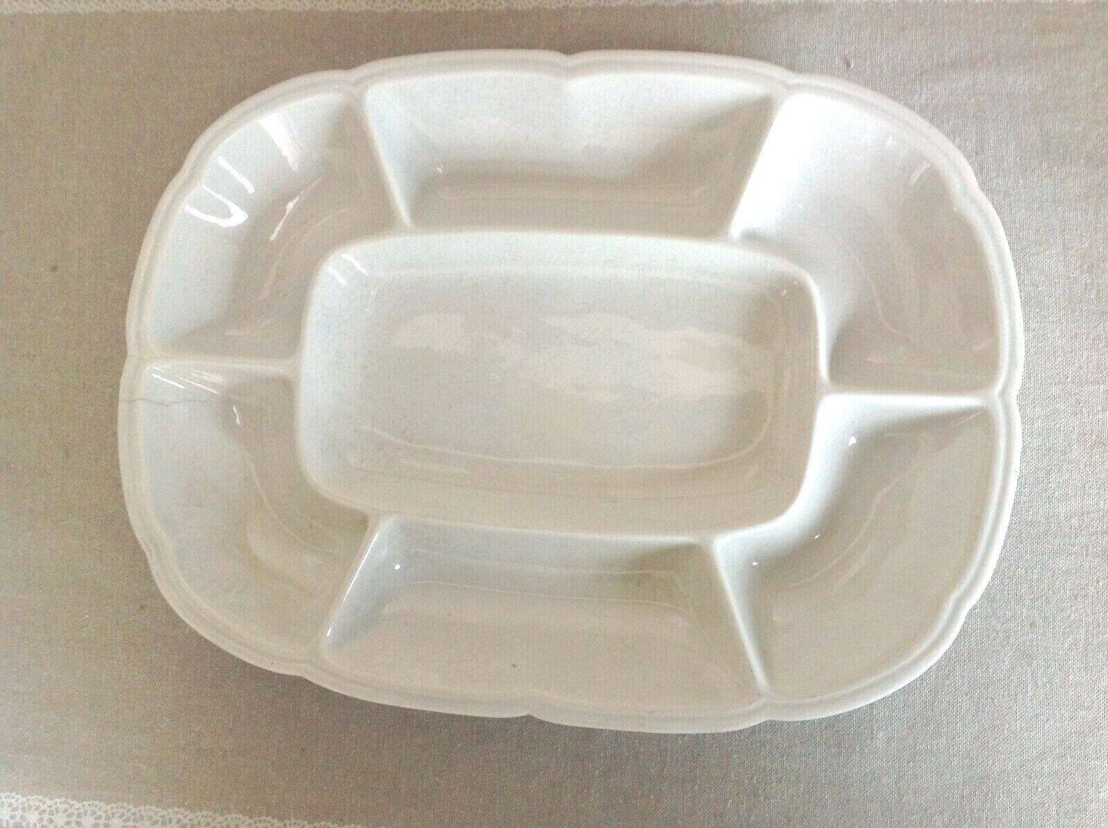 White compartment dish from Sarreguemines & Digoin / vintage 50s-60s