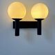 Vintage double wall lamp, opaline and black lacquered metal, Raak Netherlands 1960