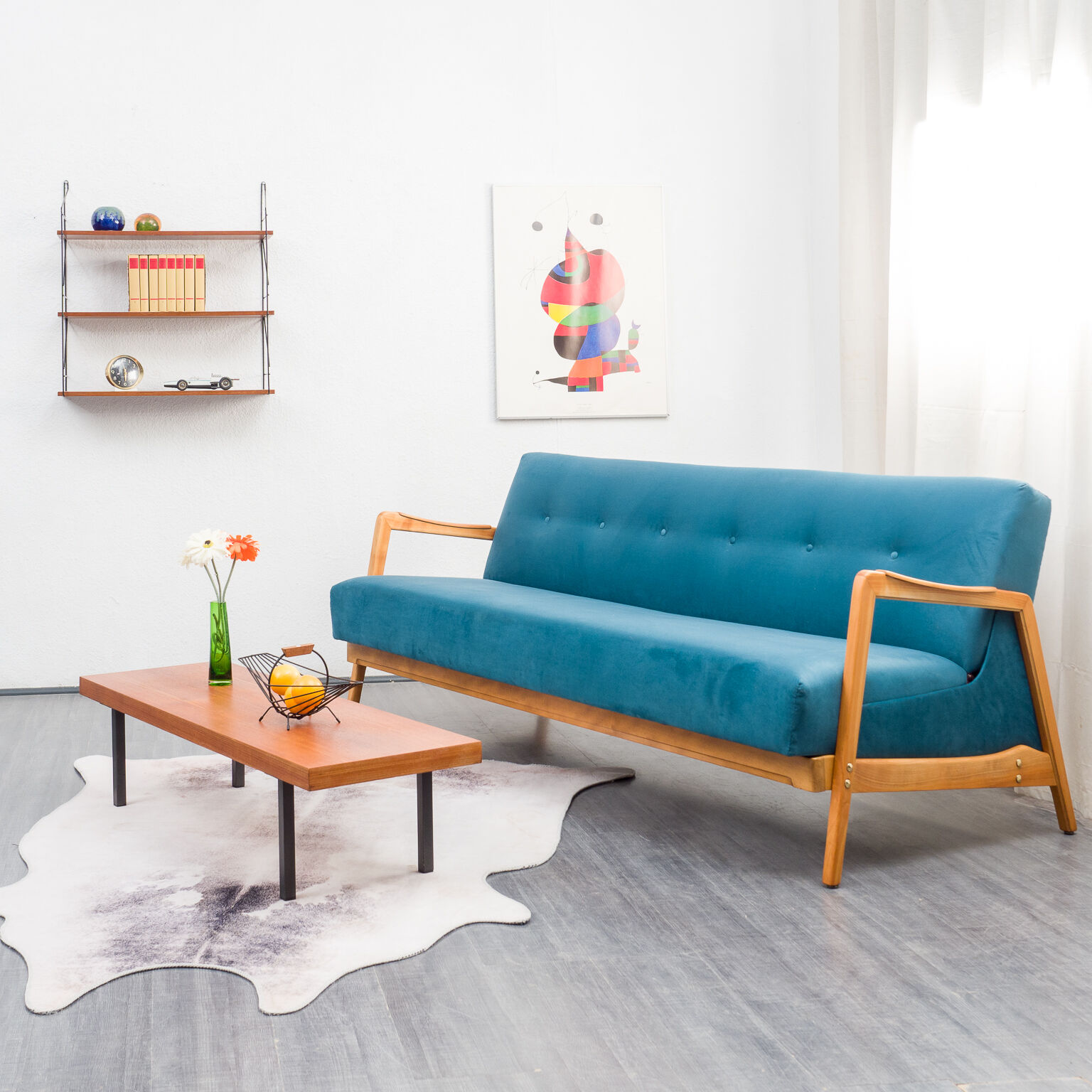 Vintage sofa, convertible, cherry, restored