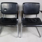 Set of 4 vintage tubular steel lounge chair
