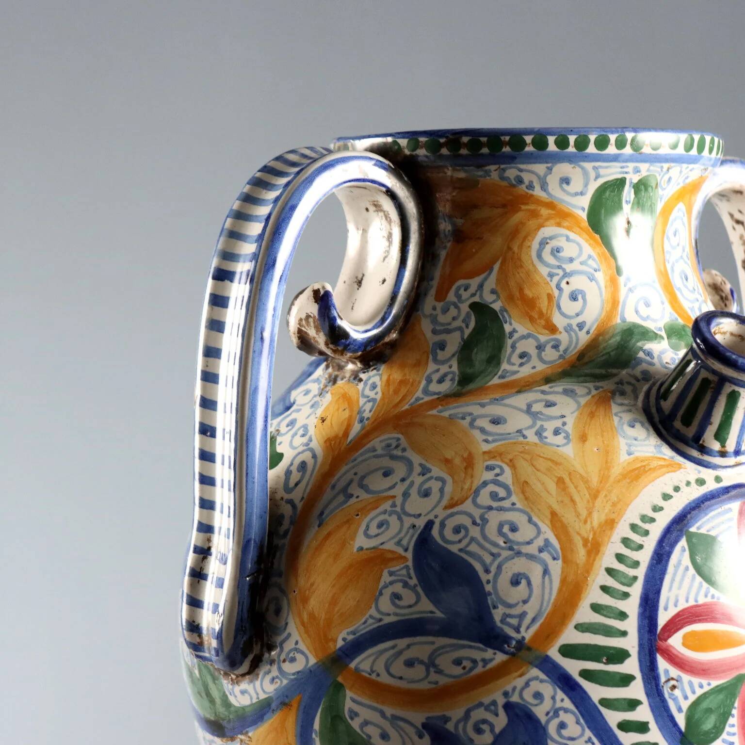 Ancient amphora in hand-painted majolica, Italy, 20th century