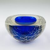 Vintage blue Italian Murano glass ashtray, 1980s