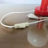 Red lacquered wood lamp and light diffuser in perspex 1980