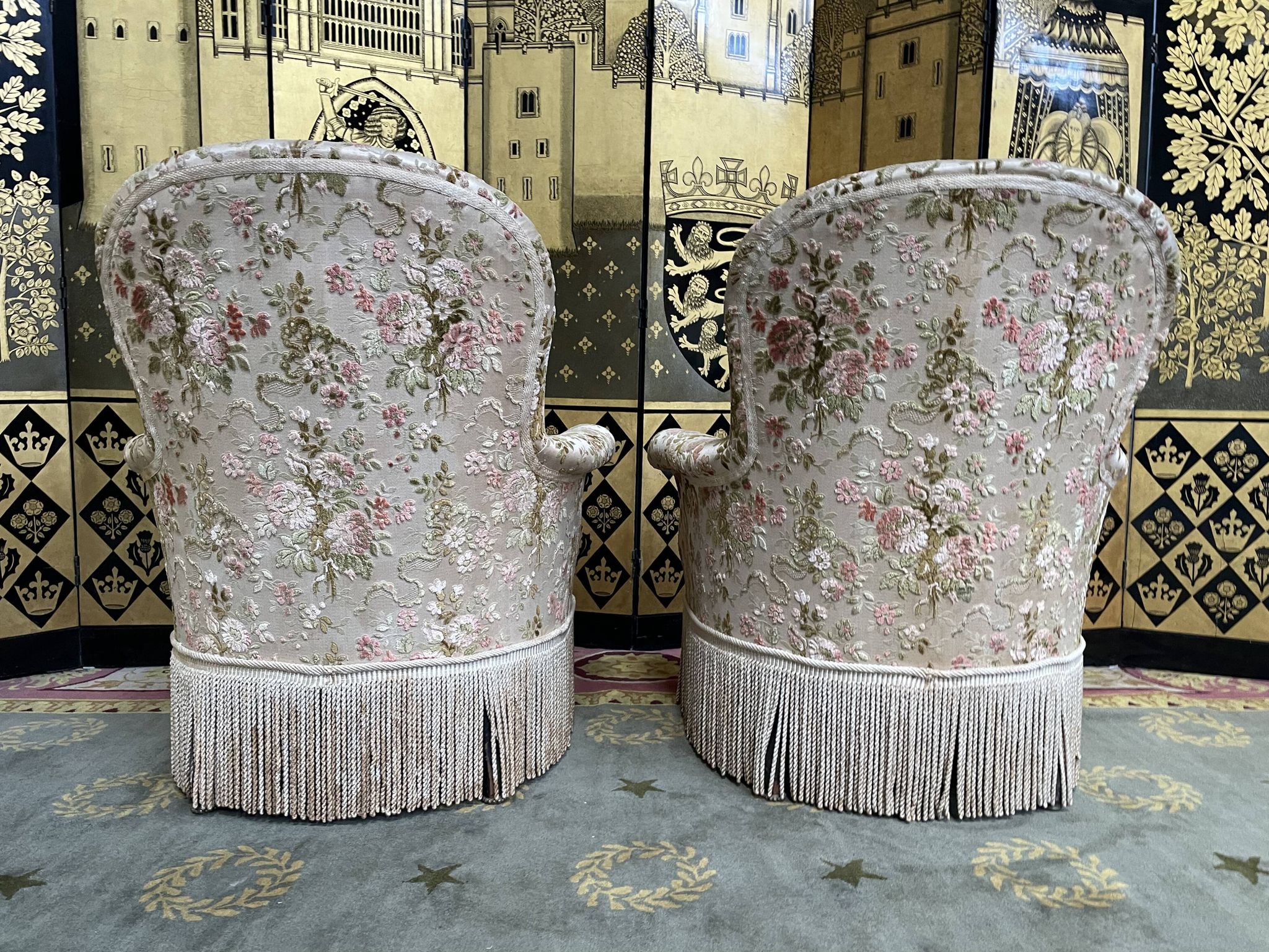 Paire de fauteuils chauffeuses Napoléon III