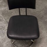 Pair of French Army telegraph operator's swivel chairs, new leather