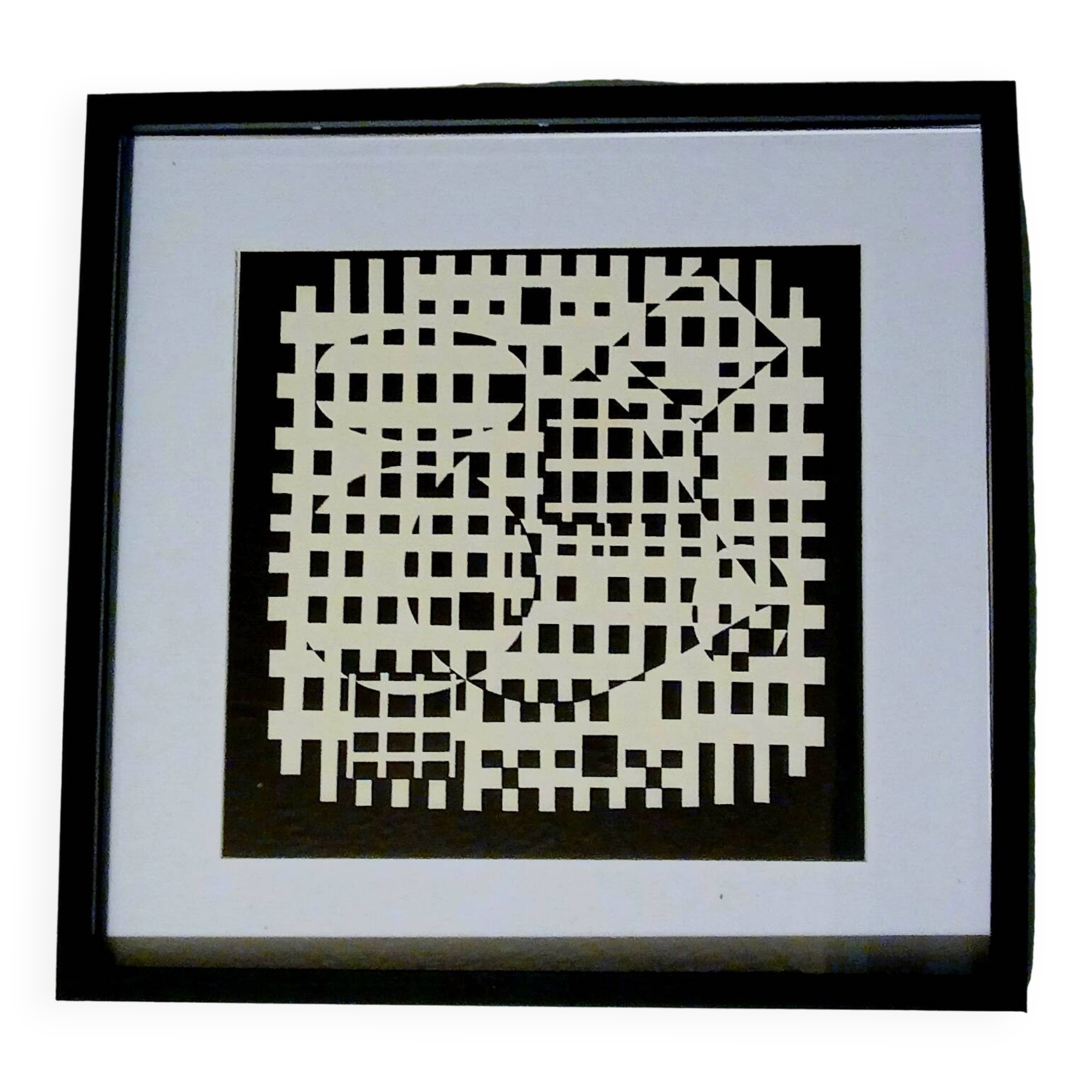 Tableau Vintage Art Optique - Victor Vasarely - Frame 40x40cm