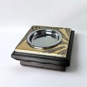 Brutalist wood and resin ashtray, Italy, 1980s