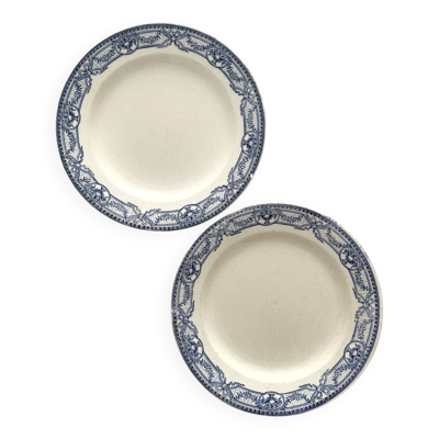 2 assiettes plates anciennes terre de fer « Directoire » Salins