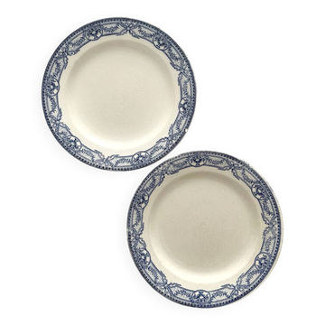 2 assiettes plates anciennes terre de fer « Directoire » Salins