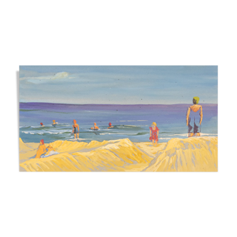 Plage, Gouache sur papier, 50 x 29 cm