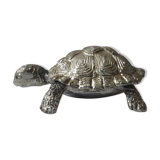 Small box in the shape of a silver metal turtle