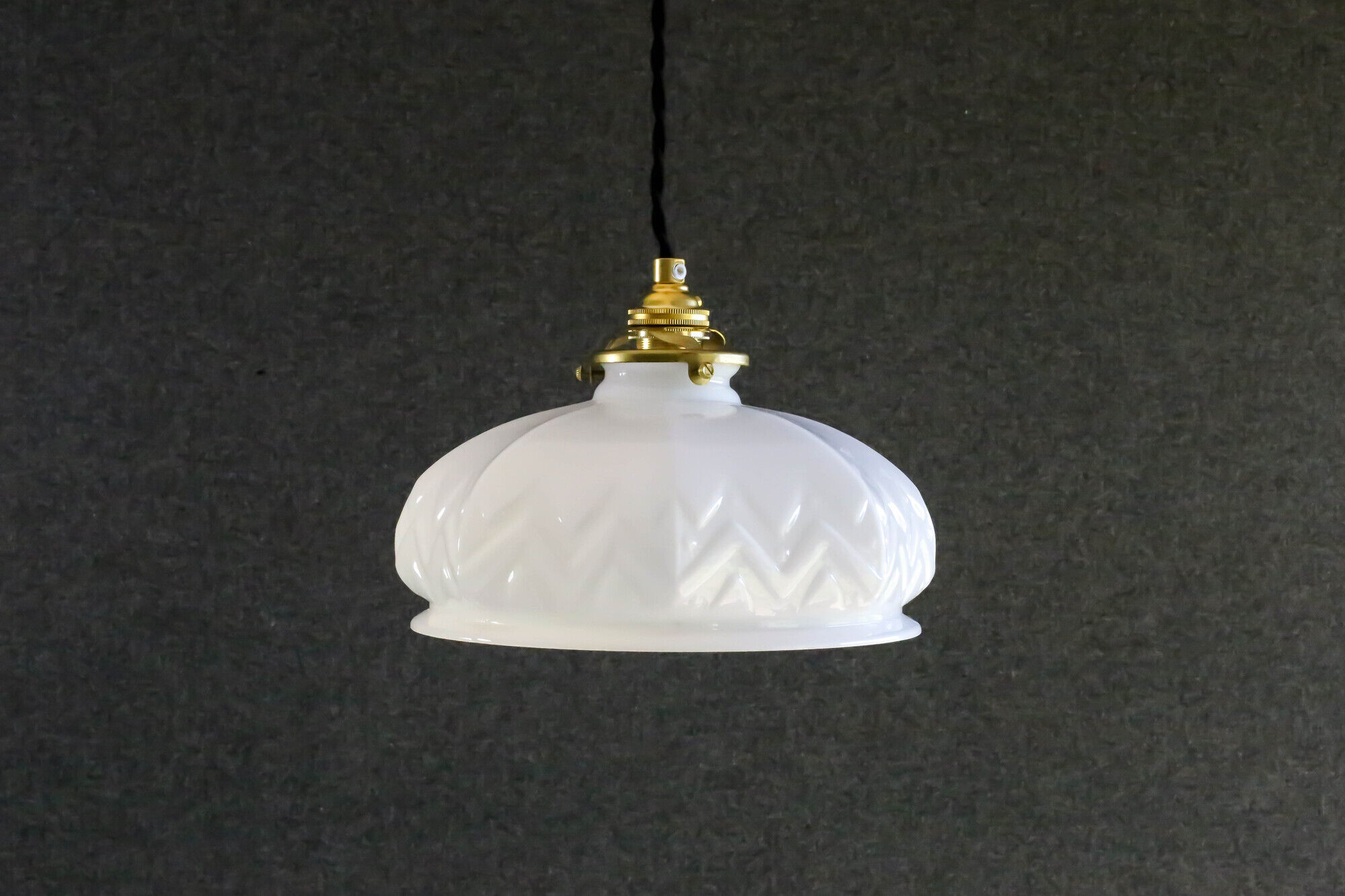 Old French suspension in white glass - kintsugi repair on top