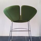 Artifort Tabouret chromé et tissu vert par Patrick Norguet