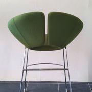 Artifort Chrome Stool and Green Fabric by Patrick Norguet