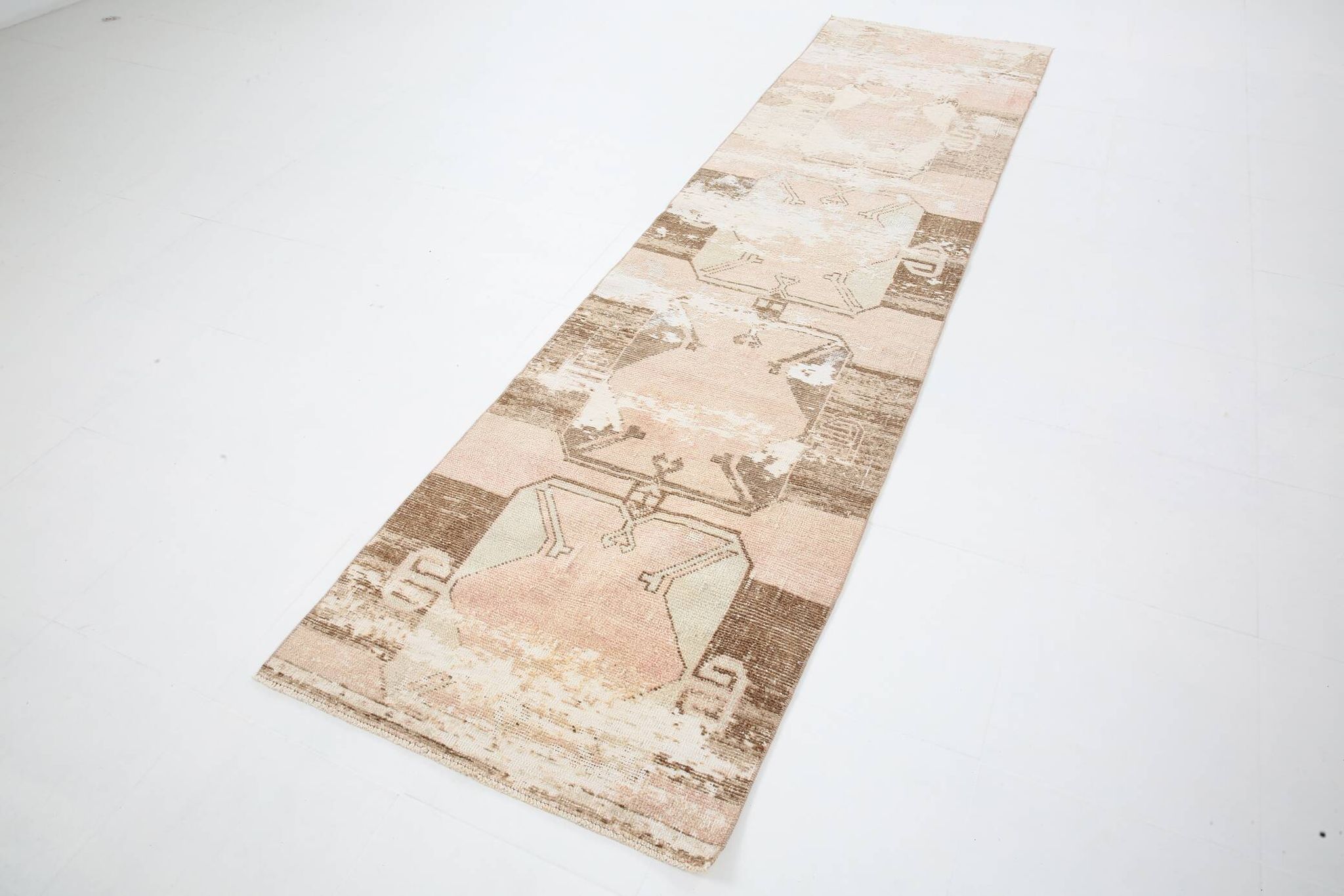 3x11 Rug For Kitchen Brown Beige Turkish Runner Rug, 86x325Cm SK 5286