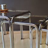 3 Vintage Chrome Nesting Coffee Tables 70'
