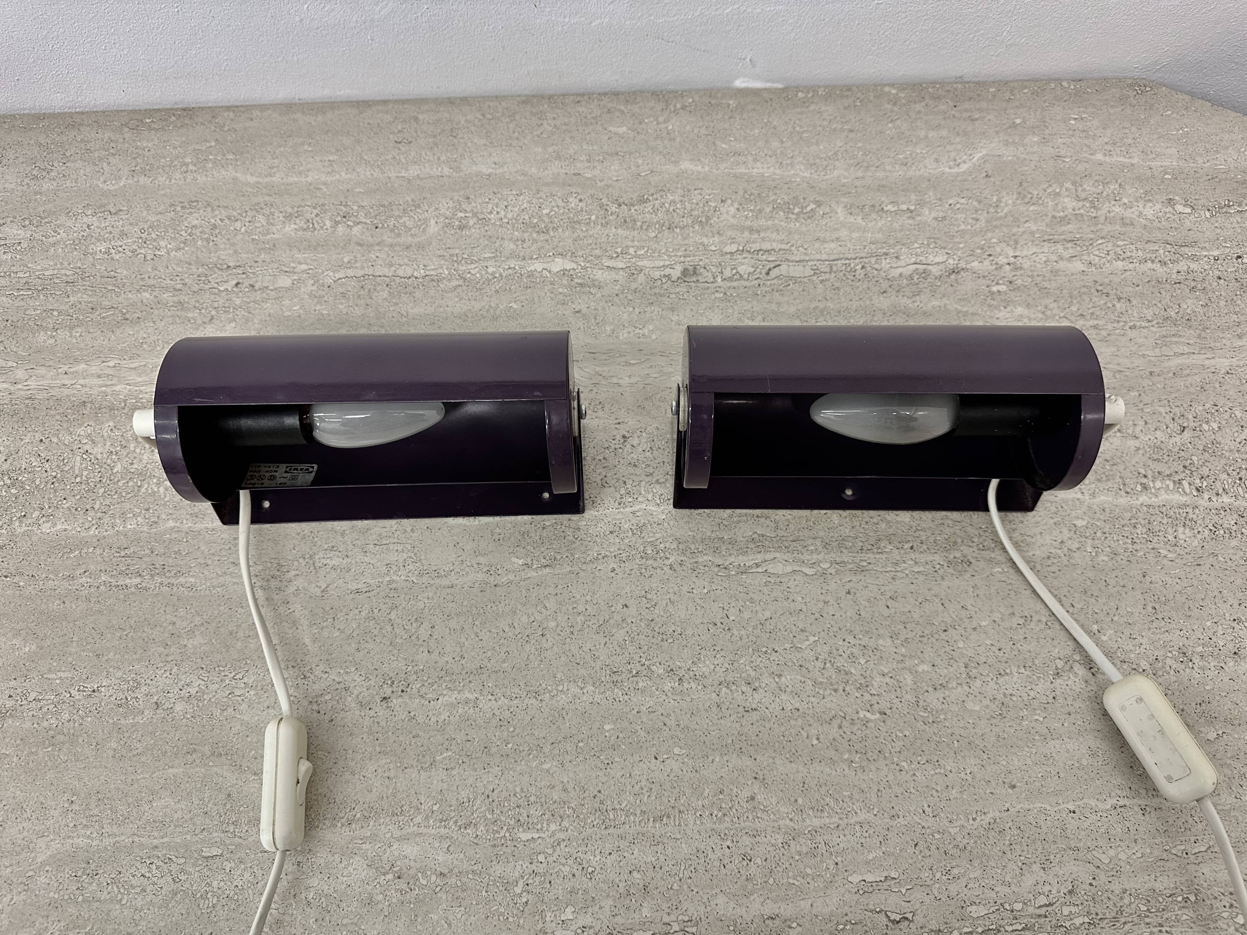 Vintage IKEA LOD V413 purple metal wall lamp bedside lamp wall lamp 1980s S