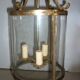 Antique glass and brass lantern pendant light, 3 lights