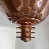 Vintage modernist chandelier, copper and glass, France 1930