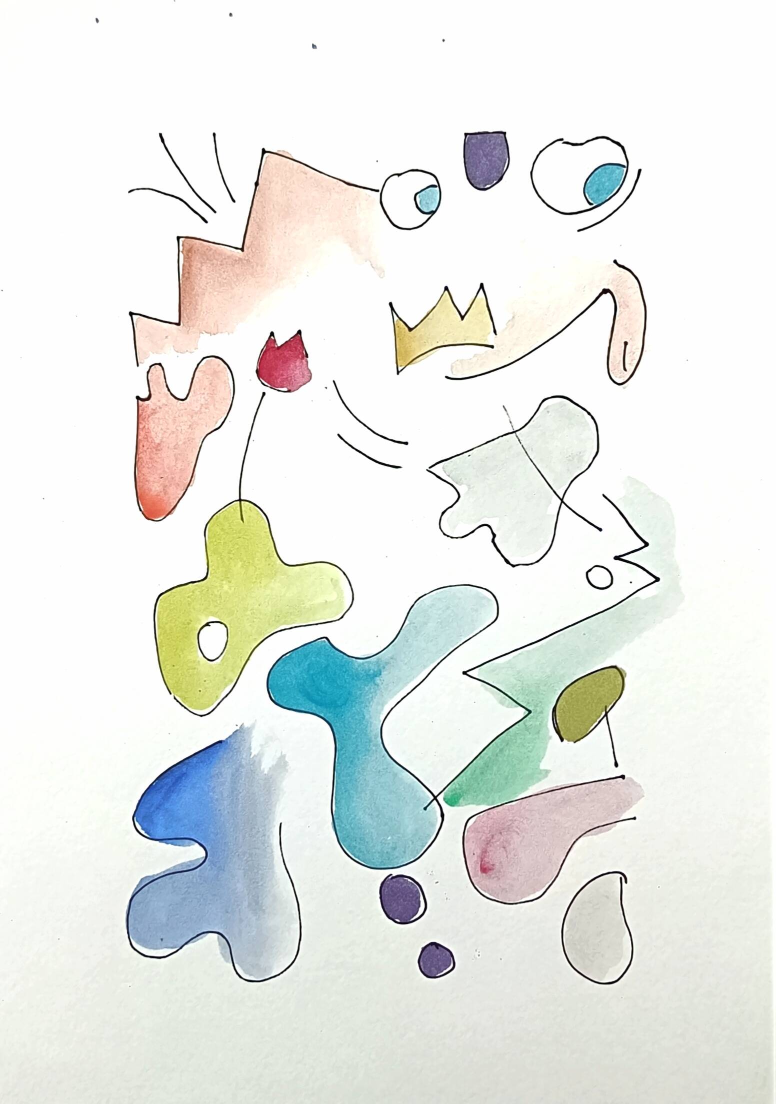 Peinture abstraite originale – composition colorée – 24 x 34 cm