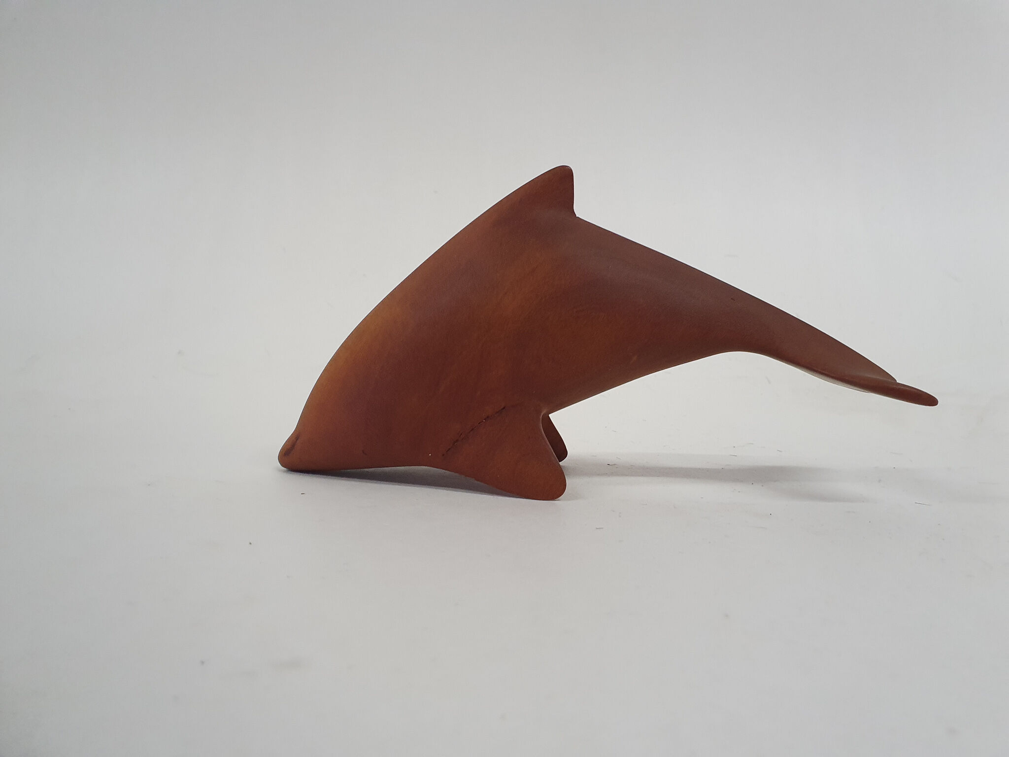 Scandinavian modern solid teak dolphin sculpture, 1950's