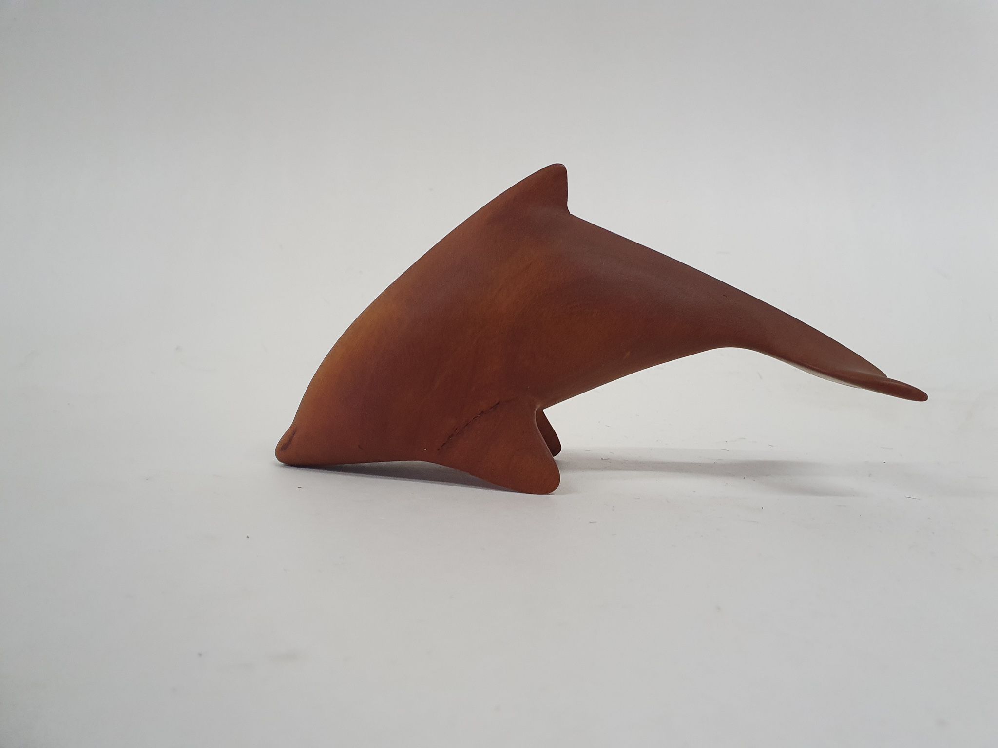 Scandinavian modern solid teak dolphin sculpture, 1950's
