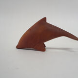 Scandinavian modern solid teak dolphin sculpture, 1950's