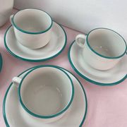 Service blanc et vert vintage