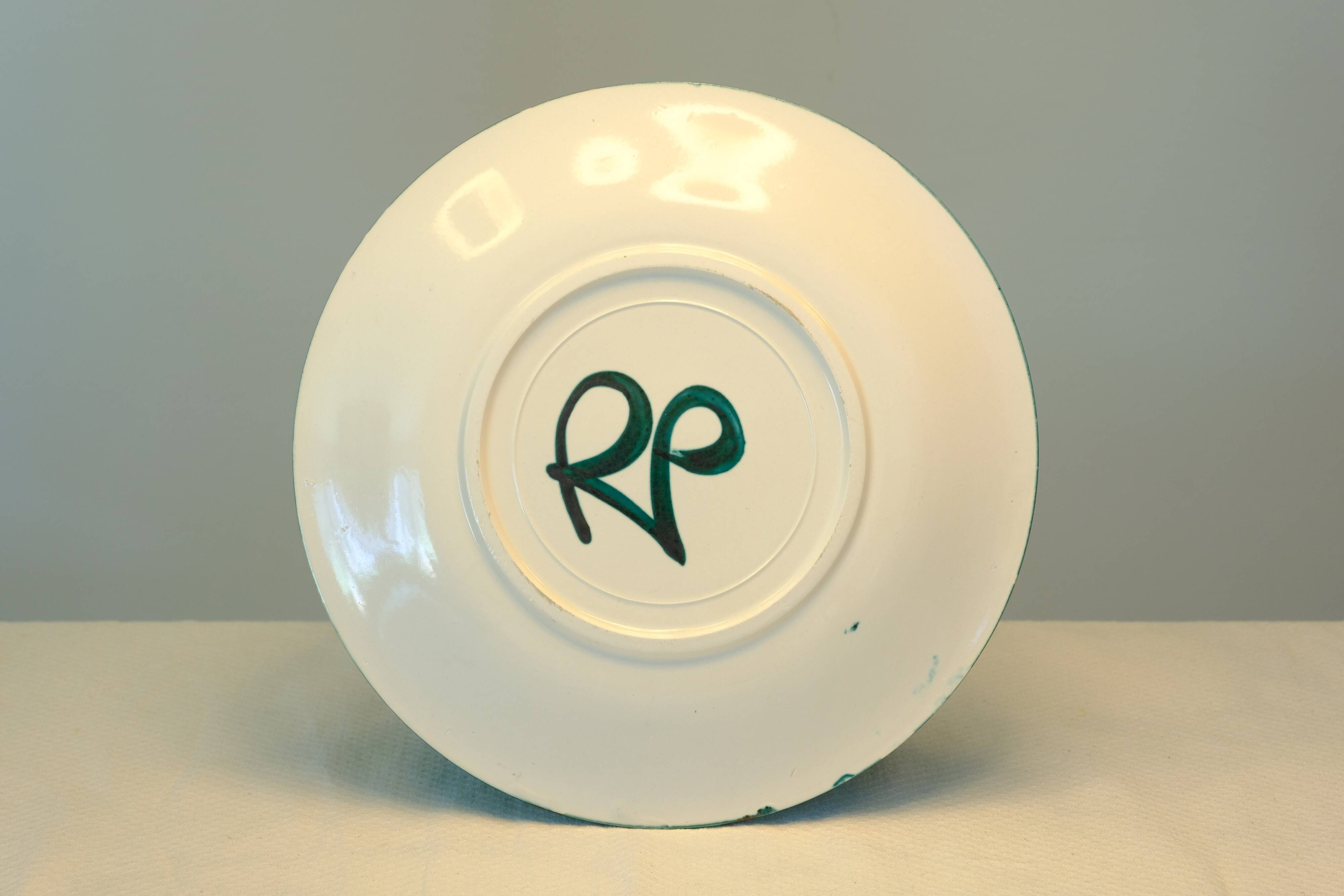 Plat à décor d'oiseau par Robert Picault 1950