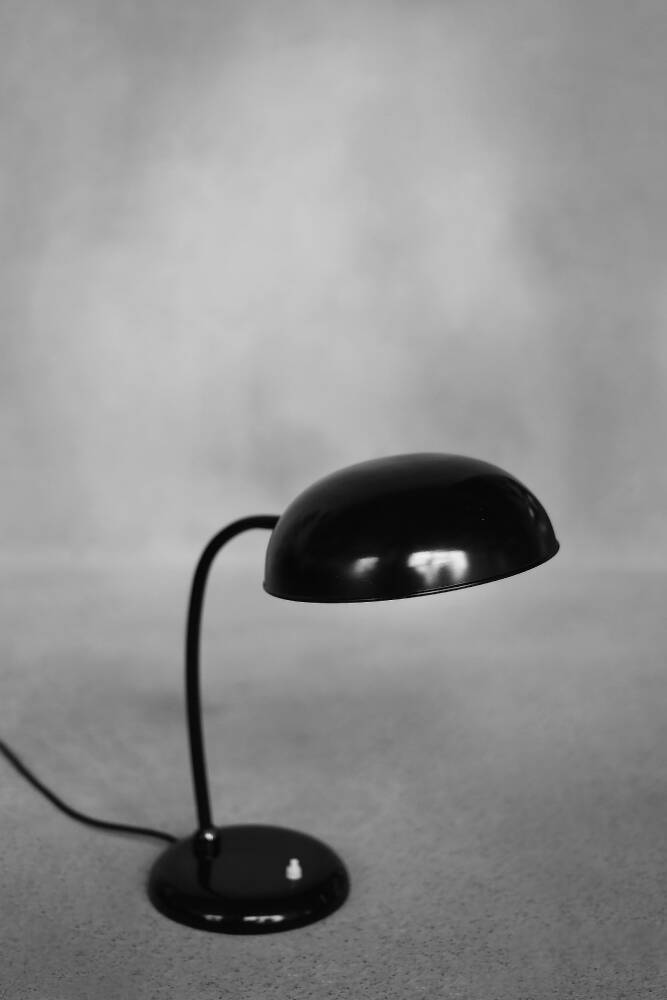 Bauhaus Vintage Minimalist Desk Lamp in Black Metal by Gebrüder Cosack Gecos, Germany, 1940s