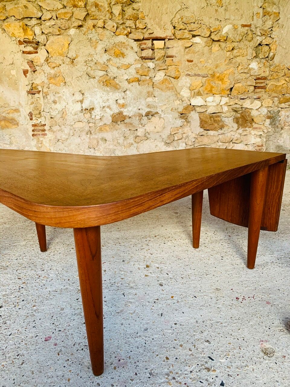 Vintage Scandinavian boomerang coffee table with folding extensions by Samcom, 1960