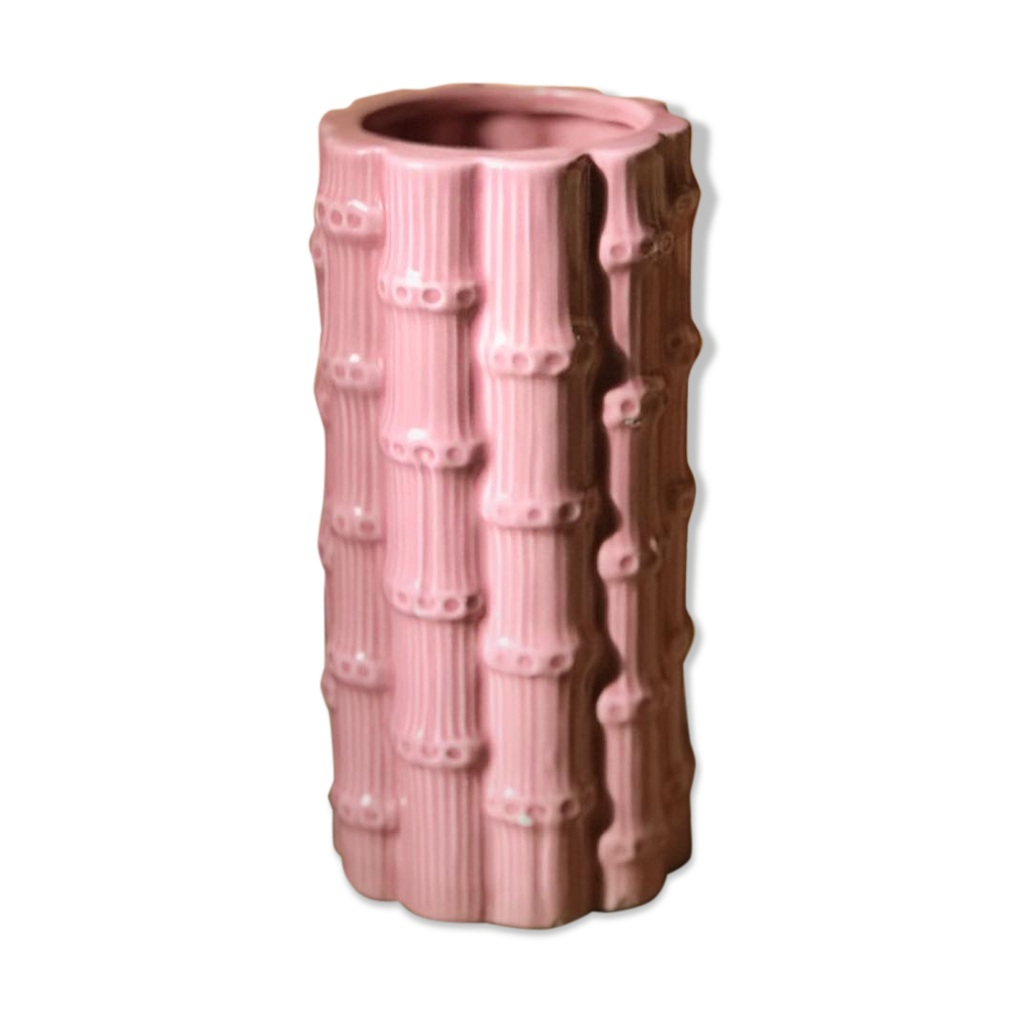 Bamboo vase 50s pink