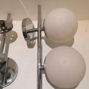 2 appliques double chromée et verre opalin 1960