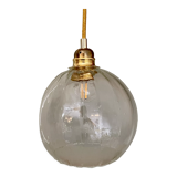 Vintage globe pendant lamp in slightly bubbled glass