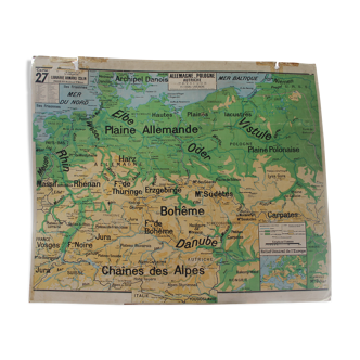 Carte scolaire ancienne N°27 « Allemagne, Pologne, Autriche – Physique" /N°28  Politique