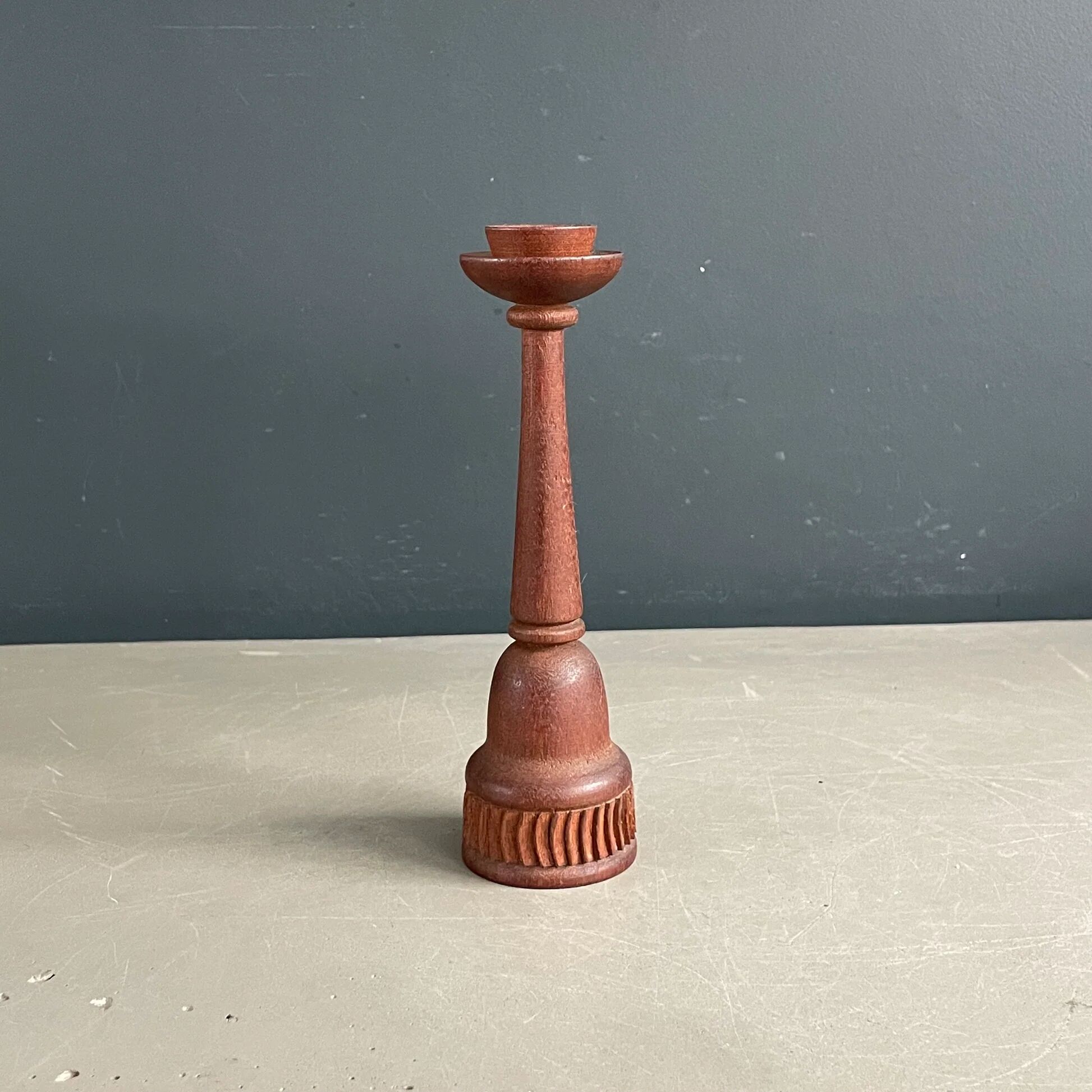Carved wooden candlestick - 17.5cm