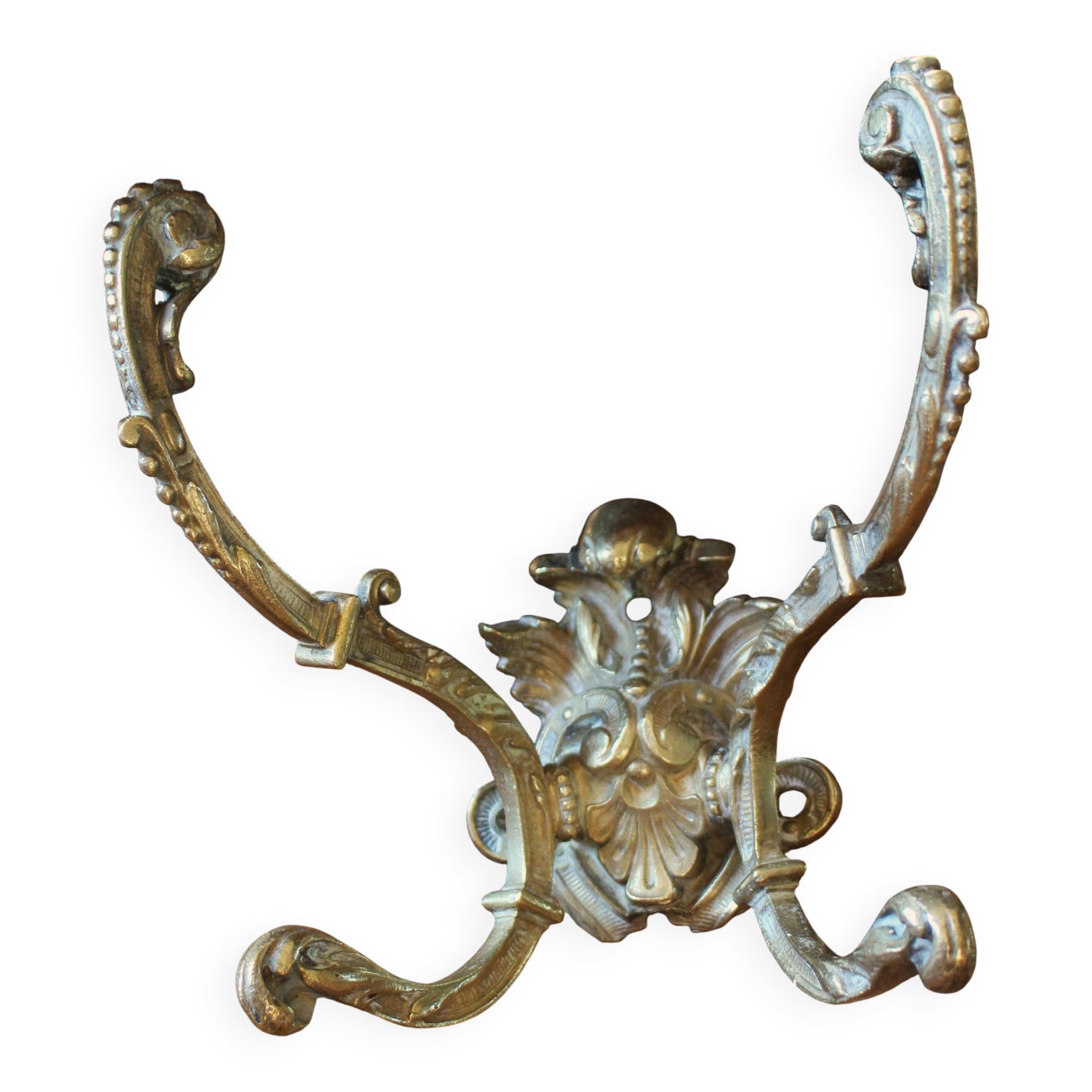 Patère laiton travaillé paire doubles crochets