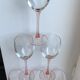 Lot de 6 verres à vin à pieds rose années 70