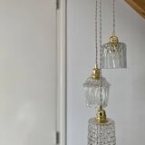 Vintage triple globe pendant light in molded glass
