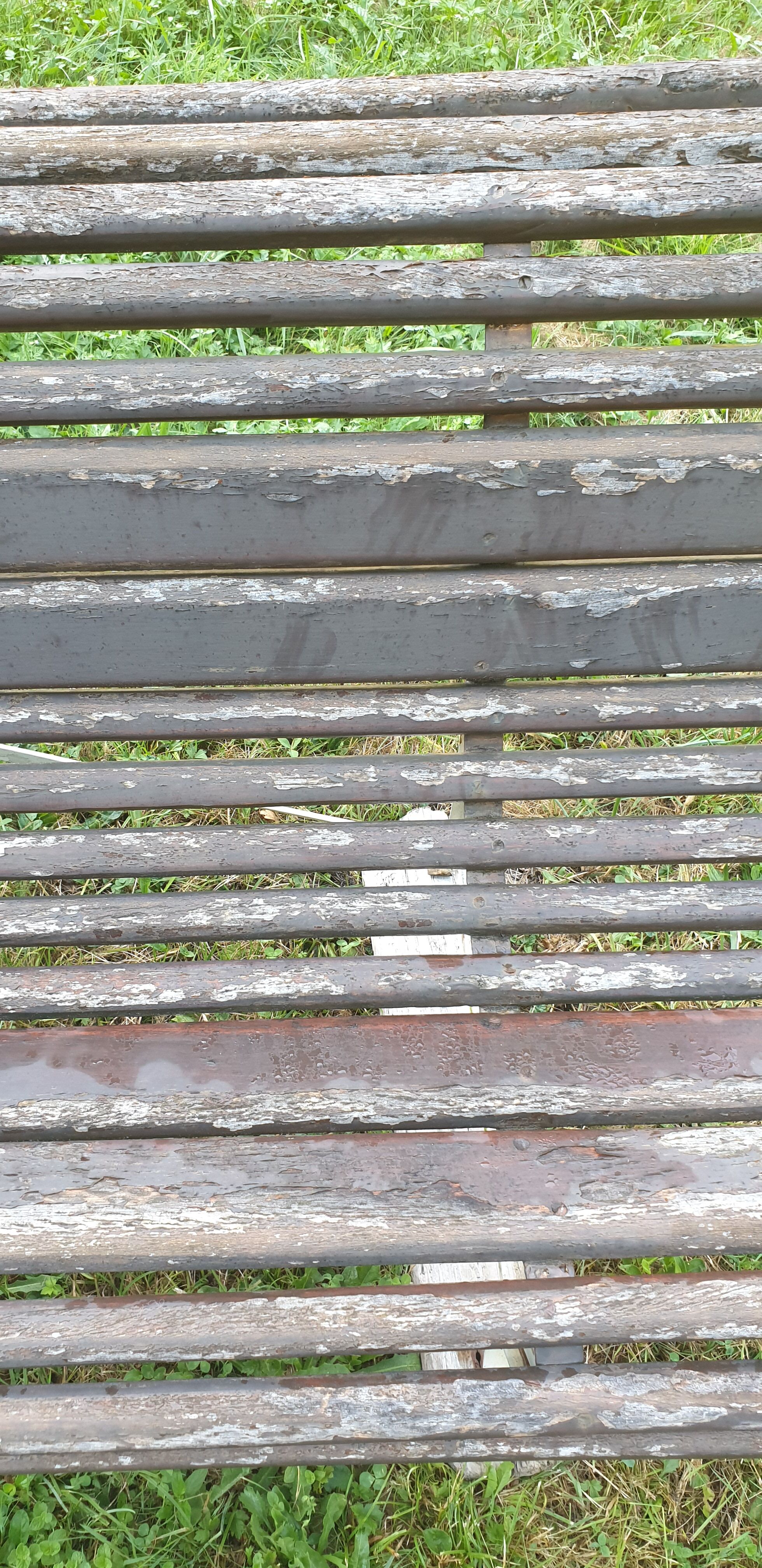 Metal and wood garden bench