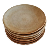 Lot de 6 assiettes plates en grès estampillées Vallauris