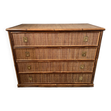 Dal Vera chest of drawers in woven rattan and bamboo 1970
