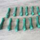 12 Old Duck Knife Holders in Green Ceramic