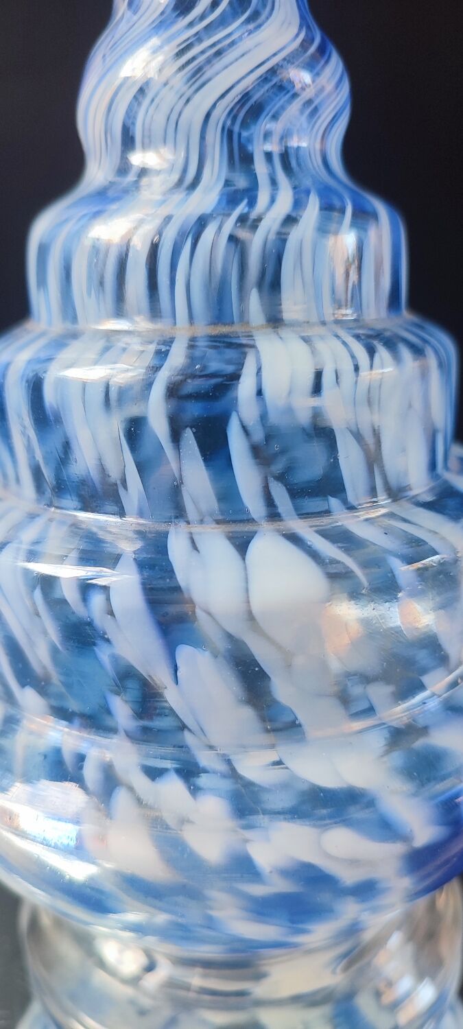 Blown glass bottle, Clichy glassworks, 20th century