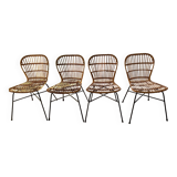 Lot of 4 rattan chairs