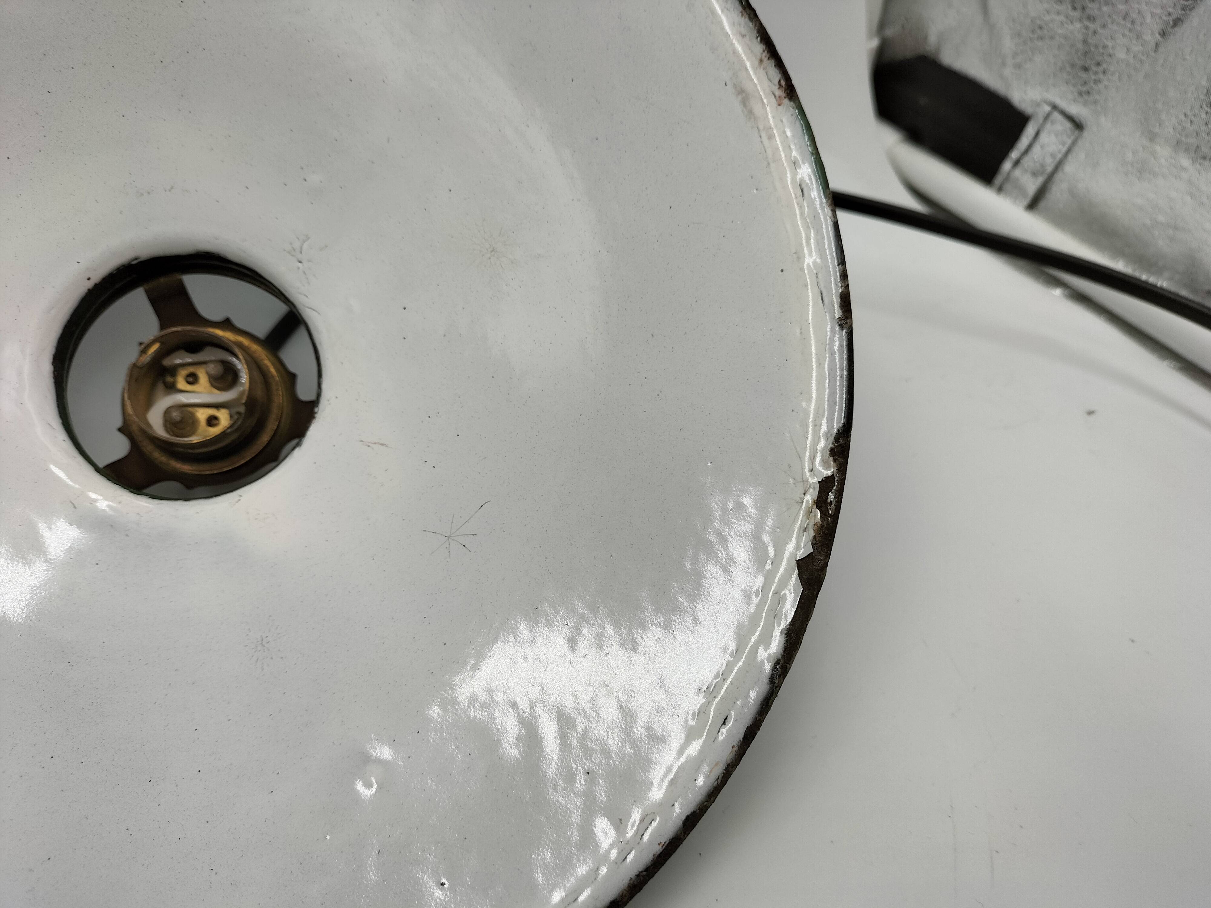 Enameled sheet metal pendant lights