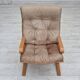 1970s, Norwegian armchair, model "Kengu", beige furniture leather.