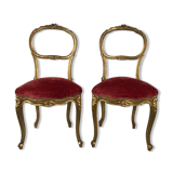 Paire de chaises de style Louis XV en bois doré, époque Napoléon III