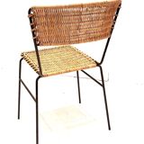 Set de 4 chaise de terrasse en rotin & fer forgé 1960s