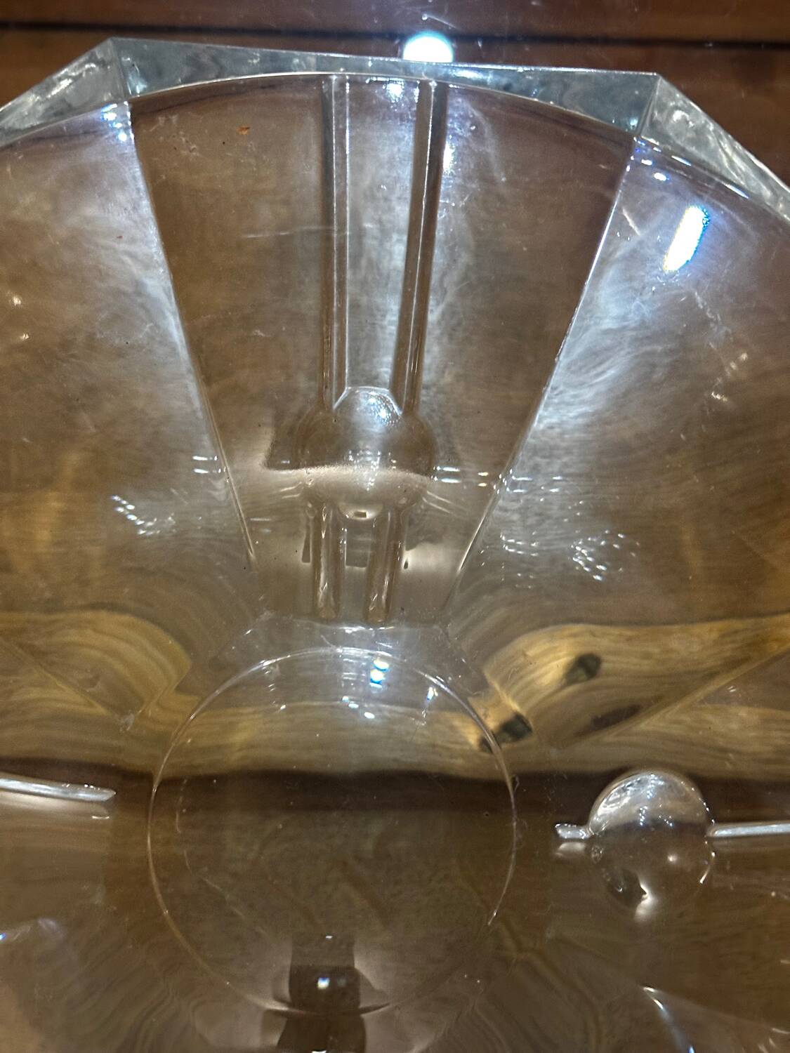 Hexagonal Crystal Bowl / Ashtray Art Deco Period